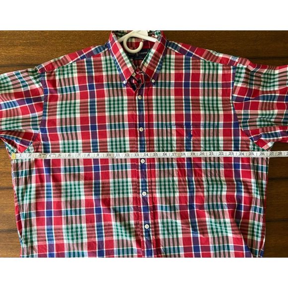 Ralph Lauren Large Red/Green/Blue Plaid Button Down Cotton Dress or Casual Shirt - Picture 9 of 9